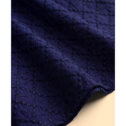 Babyhug Cotton Woven Full Sleeves Kurta Dhoti Set with Embroidery - Navy Blue