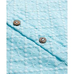 Babyhug Cotton Woven Full Sleeves Kurta Pajama Set with Embroidery - Aqua Blue