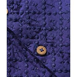 Babyhug Cotton Woven Full Sleeves Kurta Pajama Set with Embroidery - Navy Blue