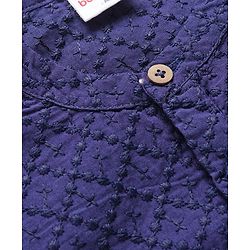 Babyhug Cotton Woven Full Sleeves Kurta Pajama Set with Embroidery - Navy Blue