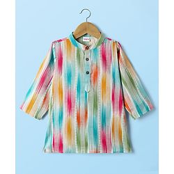 Babyhug Cotton Woven Full Sleeves Cambric Foil Printed Kurta Pajama Set - Multicolour