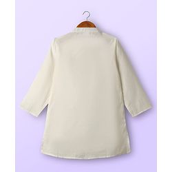 Babyhug Cotton Woven Full Sleeves Kurta Pajama Set With Embroidered Jacket - White