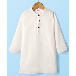 Babyhug Cotton Woven Full Sleeves Kurta Pajama Set With Embroidered Jacket - White