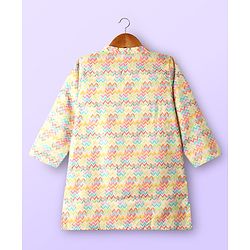 Babyhug Cotton Woven Full Sleeves Kurta Dhoti Set With Cambric Print - Multicolour
