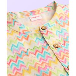 Babyhug Cotton Woven Full Sleeves Kurta Dhoti Set With Cambric Print - Multicolour