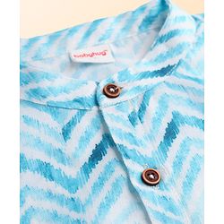 Babyhug Cotton Woven Full Sleeves Kurta Dhoti Set With Cambric Print - Light Blue