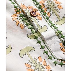 Babyhug Cotton Cambric Woven Full Sleeves Kurta Pyjama Set with Floral Print - White