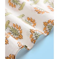 Babyhug Cotton Cambric Woven Full Sleeves Kurta Pyjama Set with Floral Print - White