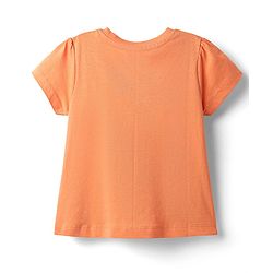 Babyhug Cotton Knit Half Sleeves Capri Night Suit With Polka Dot Print & Bow Applique - Orange