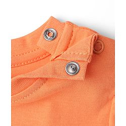 Babyhug Cotton Knit Half Sleeves Capri Night Suit With Polka Dot Print & Bow Applique - Orange