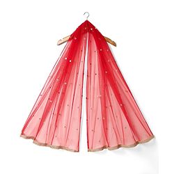 Babyhug Net Woven Sleeveless Lehenga Choli Set With Sequin Detailing & Dupatta - Red