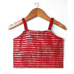 Babyhug Net Woven Sleeveless Lehenga Choli Set With Sequin Detailing & Dupatta - Red