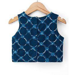 Babyhug Net Woven Sleeveless Lehenga Choli Set With Sequin Detailing & Dupatta - Teal Blue
