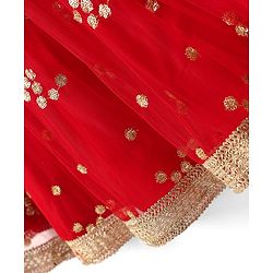 Babyhug Net Woven Sleeveless Lehenga Choli Set With Sequin Detailing & Dupatta - Red