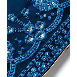 Babyhug Net Woven Sleeveless Lehenga Choli Set With Sequin Detailing & Dupatta - Teal Blue