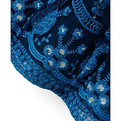 Babyhug Net Woven Sleeveless Lehenga Choli Set With Sequin Detailing & Dupatta - Teal Blue