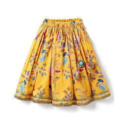 Babyhug Woven Embroidered Blouse with Lehenga and Half Sleeves Jacket Set with Floral Print - Yellow