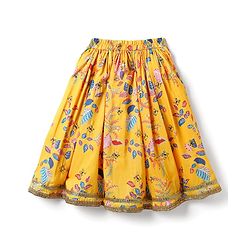 Babyhug Woven Embroidered Blouse with Lehenga and Half Sleeves Jacket Set with Floral Print - Yellow