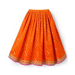 Babyhug Woven Half Sleeves Choli Lehenga Set with Dupatta With Sequin Floral Design & Lace Detailing - Dark Pink