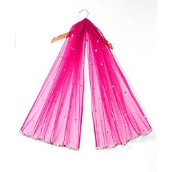 Babyhug Woven Half Sleeves Choli Lehenga Set with Dupatta With Sequin Floral Design & Lace Detailing - Dark Pink