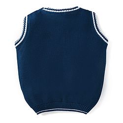 Babyhug Knit Sleeveless Solid Color Sweater Vest - Navy Blue