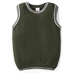 Babyhug Knit Sleeveless Solid Color Sweater Vest - Navy Blue