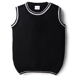 Babyhug Knit Sleeveless Solid Color Sweater Vest - Navy Blue
