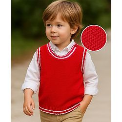 Babyhug Knit Sleeveless Solid Color Sweater Vest - Navy Blue
