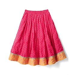 Babyhug Woven Half Sleeves Bandhani Printed Lehenga Choli Set With Embroidery Detailing & Dupatta - Fuchsia
