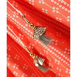 Babyhug Woven Half Sleeves Bandhani Printed Lehenga Choli Set With Embroidery Detailing & Dupatta - Orange