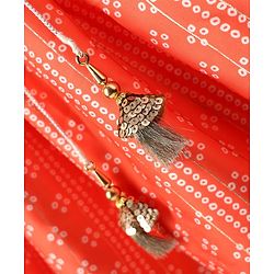 Babyhug Woven Half Sleeves Bandhani Printed Lehenga Choli Set With Embroidery Detailing & Dupatta - Orange