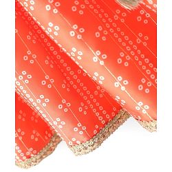 Babyhug Woven Half Sleeves Bandhani Printed Lehenga Choli Set With Embroidery Detailing & Dupatta - Orange