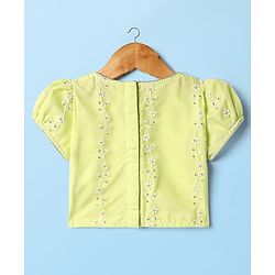 Babyhug Woven Half Sleeve Choli Lehenga And Dupatta Set with Net Sequenced & Floral Embroidery - Light Green
