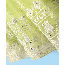 Babyhug Woven Half Sleeve Choli Lehenga And Dupatta Set with Net Sequenced & Floral Embroidery - Light Green