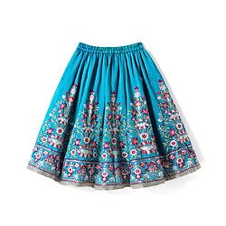 Babyhug Woven Frill Sleeves Kalli Style Embriodered Lehenga Choli & Dupatta Set - Teal Blue