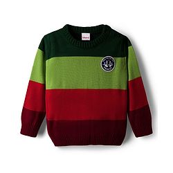 Babyhug Knit Full Sleeves Pullover Sweater with Color Block - Multicolor
