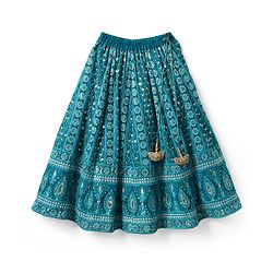 Babyhug Woven Half Sleeves Floral Embroidered Choli Lehenga & Dupatta Set - Teal Blue