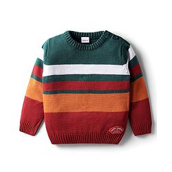 Babyhug Knit Full Sleeves Color Block Pullover Sweater - Multicolor
