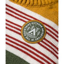 Babyhug Knitted Full Sleeves Striped Pullover Sweater With Patch Detailing - Multicolor