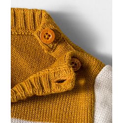 Babyhug Knitted Full Sleeves Striped Pullover Sweater With Patch Detailing - Multicolor