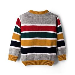 Babyhug Knit Full Sleeves Pullover Sweater with Stripes - Multicolor