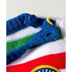 Babyhug Knitted Full Sleeves Striped Pullover Sweater With Football Patch - Multicolor