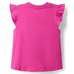 Babyhug Cotton Knit Frill Sleeves Capri Night Suit With Text & Heart Print - Pink
