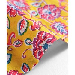 Babyhug Cotton Woven Mandarin Collar Full Sleeves Kurta Pajama Set With Floral Print - Yellow