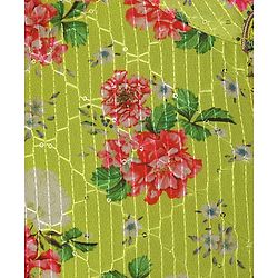 Babyhug Woven Mandarin Collar Full Length Kurta Pajama Set With Floral Print - Green