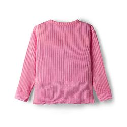 Babyhug Knit Full Sleeves Pullover Sweater with Heart Embroidery - Pink