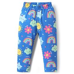 Babyhug Cotton Knit Half Sleeves Co-ords Night Suit With Floral Print - Blue