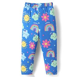Babyhug Cotton Knit Half Sleeves Co-ords Night Suit With Floral Print - Blue