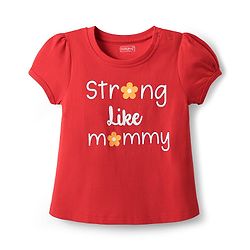 Babyhug Cotton Knit Half Sleeves Night Suit With Floral Print - Red