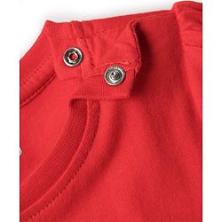 Babyhug Cotton Knit Half Sleeves Night Suit With Floral Print - Red